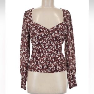 Abercrombie Blouse - Size M - Floral Burgundy - NWT